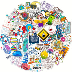 50pcs Science Lab Stickers Vinyl Waterproof Cartoon Stickers For Adults