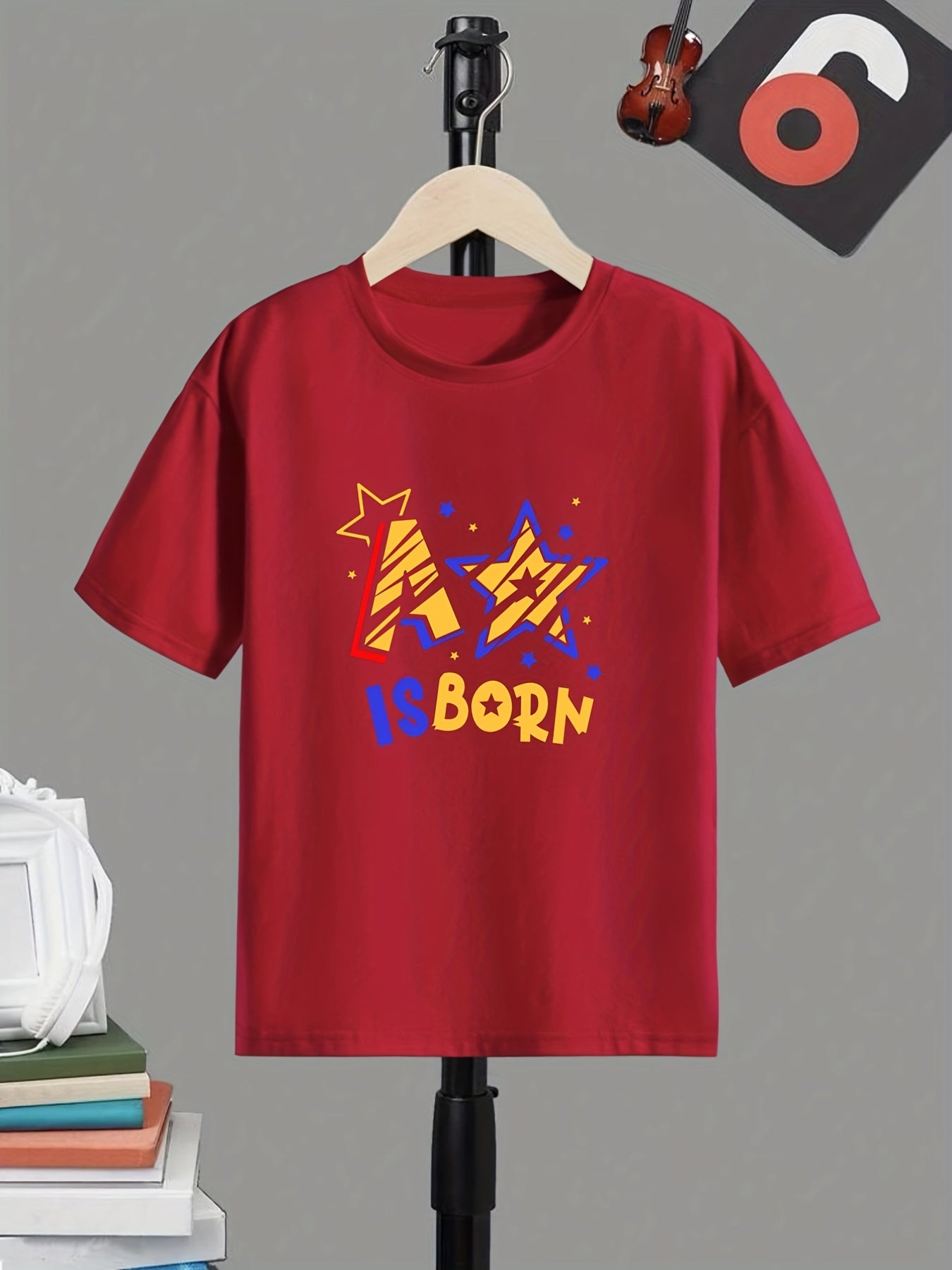 A Star Is Born Boy's Letter Print T shirt Active Short Sleeve Tee