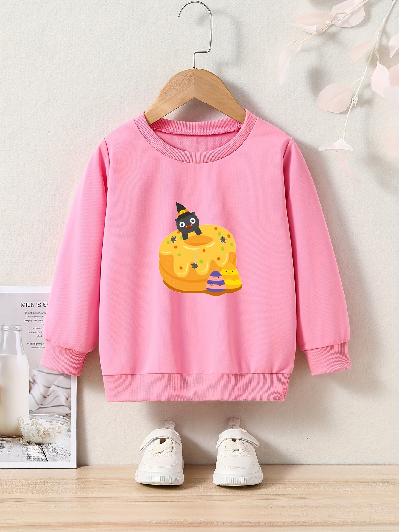 OERYUI Kids Halloween Cake Graphic Sweatshirt Comfy Pullover