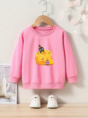 OERYUI Kids Halloween Cake Graphic Sweatshirt Comfy Pullover