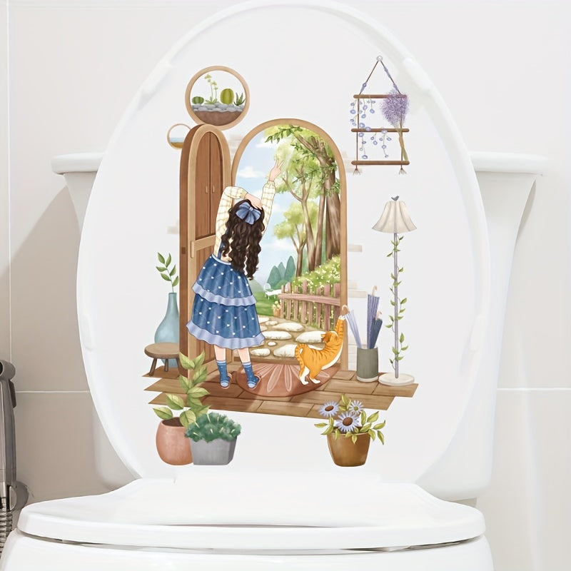 Home Decor Wall Sticker Toilet Lid Sticker Waterproof PVC Removable Sticker