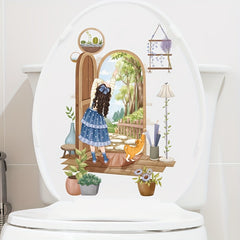 Home Decor Wall Sticker Toilet Lid Sticker Waterproof PVC Removable Sticker