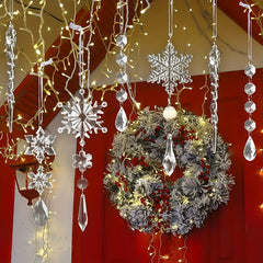 10pcs Acrylic Snowflakes Icicle Hanging Decoration Christmas Tree Supplies