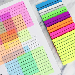 50 Sheets Fluorescent Transparent Sticky Notes Lined Waterproof Label Paper