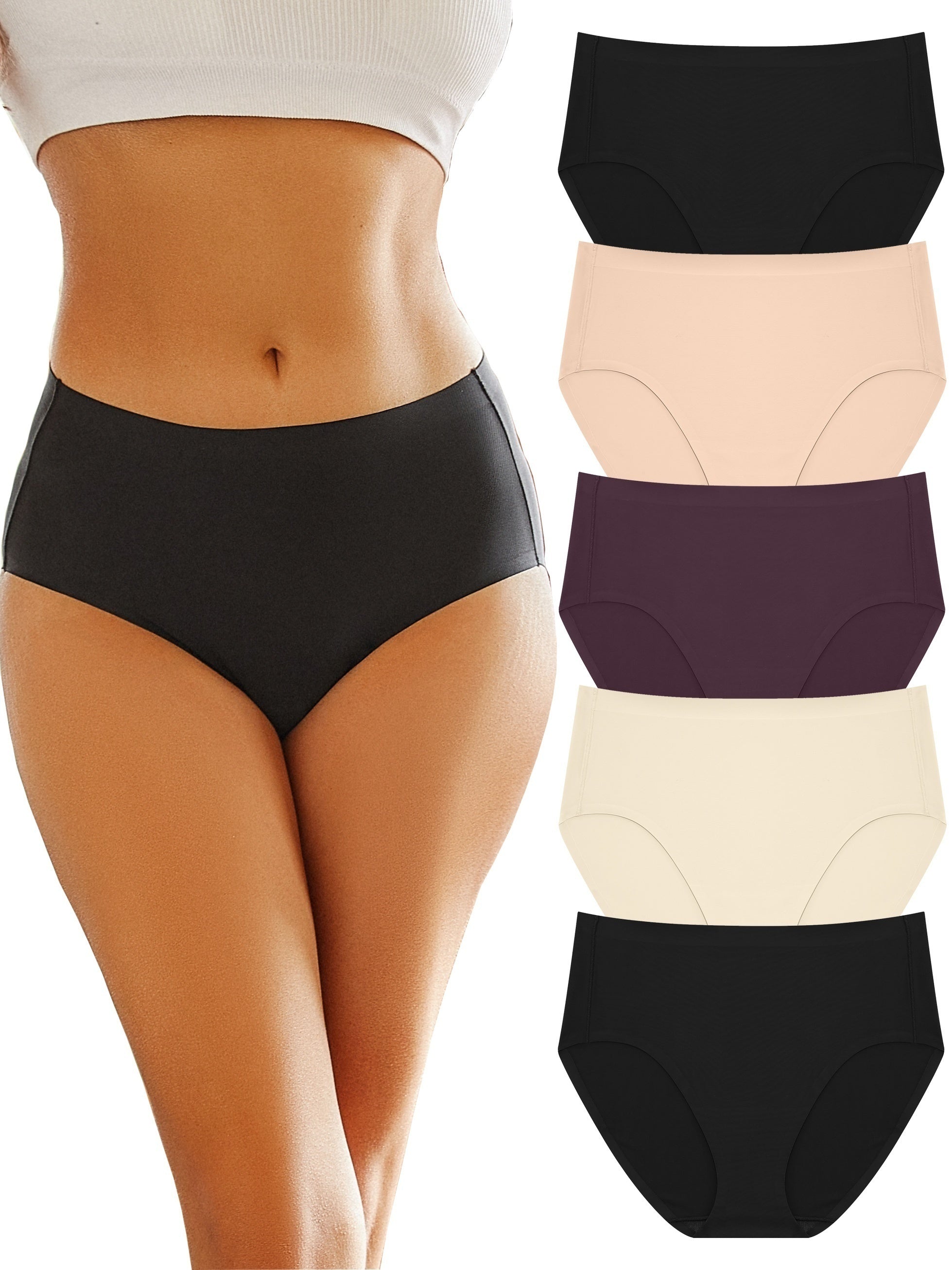 5pcs High Waist Stretchy Intimates Panties Women's Lingerie