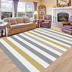 Yellow Gray Line Large Carpet Soft Durable Living Room Machine Washable