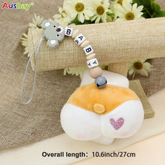 Customized Plush Toy Pacifier Holder Leash For Baby