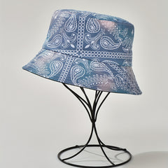 Paisley Print Bucket Hat Letter Graffiti Print Basin Hat Casual Sunscreen Fisher