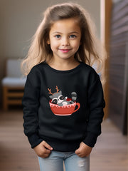 Raccoon Print Sweatshirt Kids Graphic Crew Neck Pullover Sweatshirt