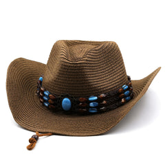 Ethnic Style Western Cowboy Straw Hat for Spring Summer