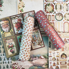 Vintage Merry Christmas Santa Claus Scrapbook Papers - 12pcs Pack