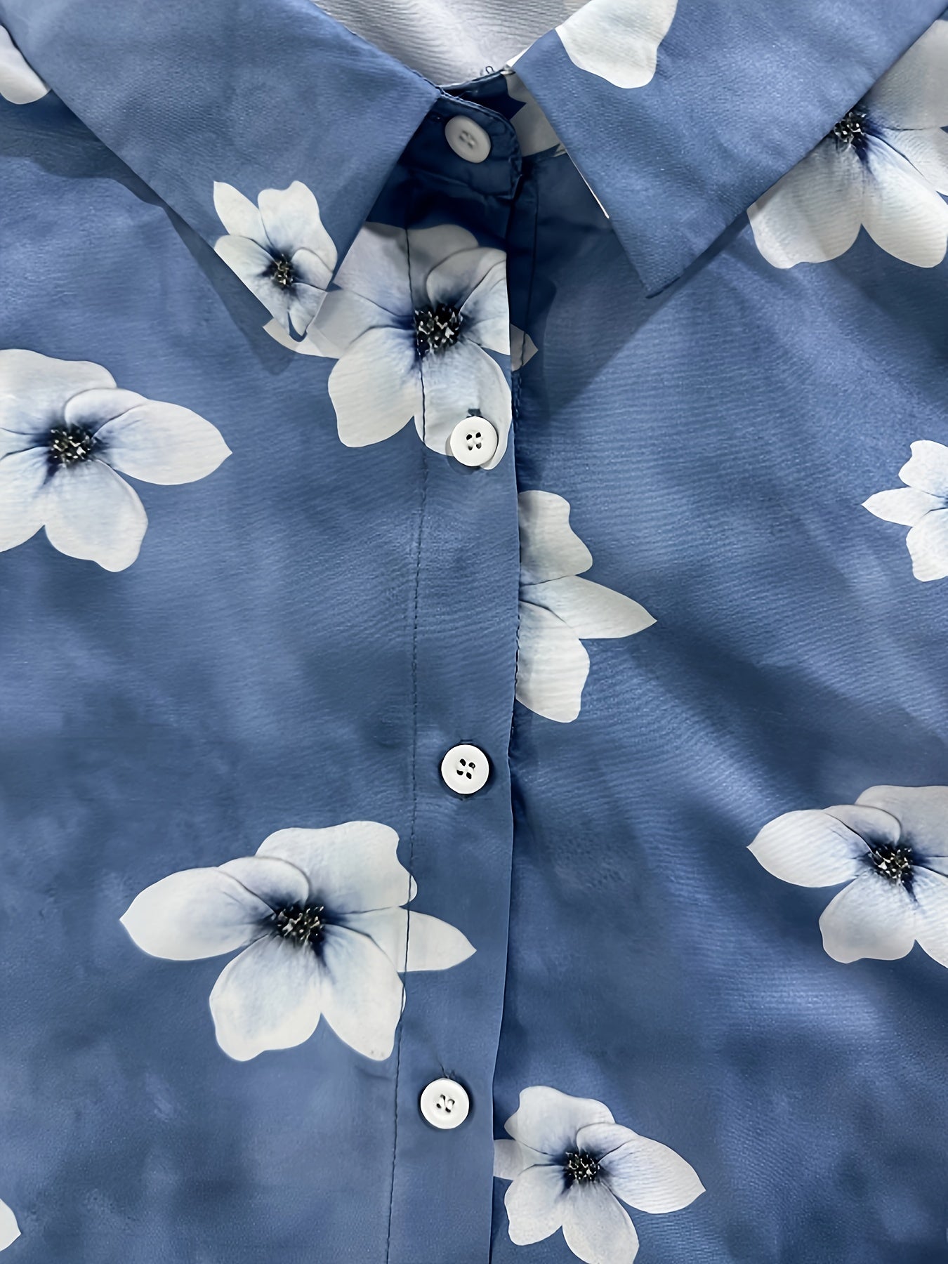 Floral Print Long Sleeve Tunic Shirt Top