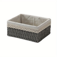 Rattan Woven Storage Basket for Desktop Cosmetics Keys Snacks Coffee Tables