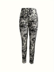 Floral Print Stretch Skinny Leggings