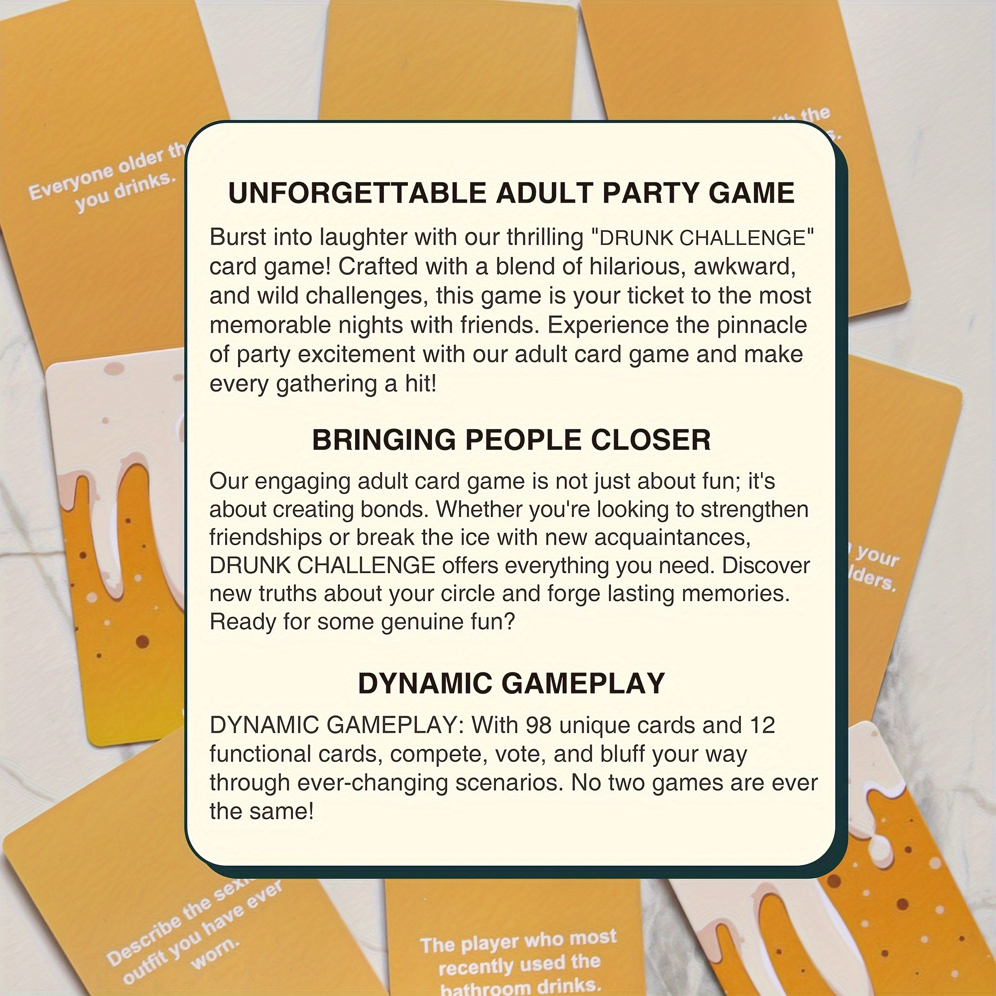 Drunk Challenge 110 Game Cards Hilarious Drinking Card Game Unforgettable Party