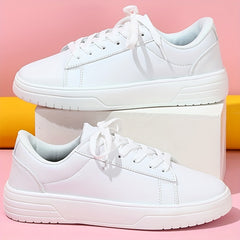 Women's Minimalist Solid Sneakers Low Flat Lace-up Sporty Shoes
