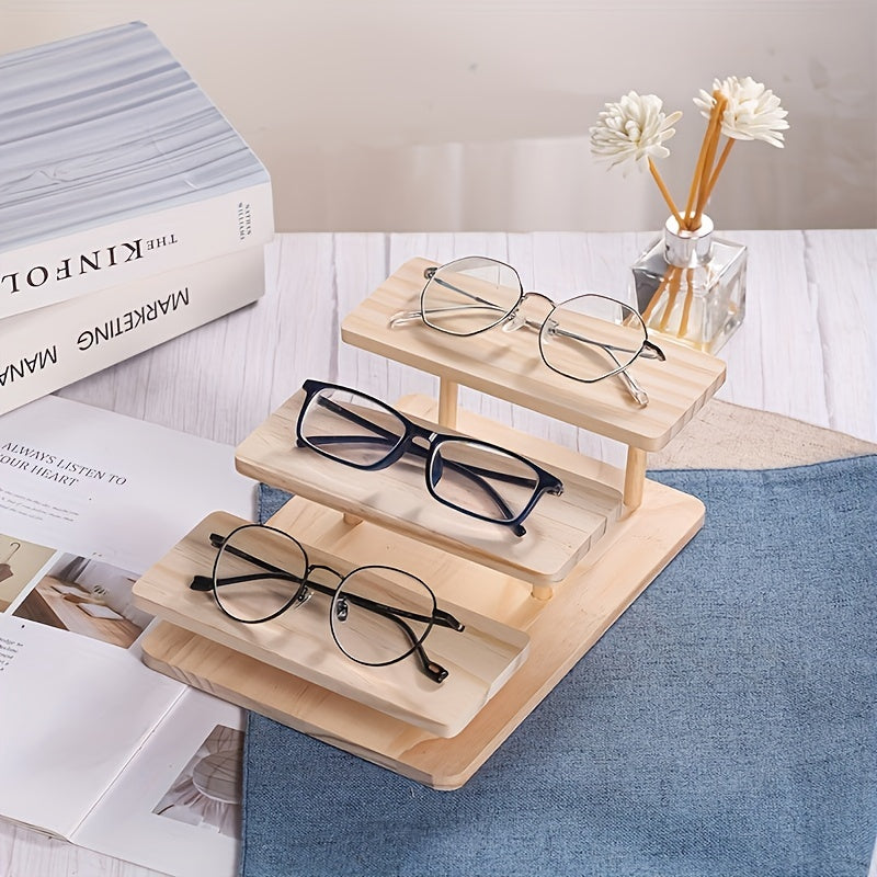 Wood Glasses Display Rack for Shop Showcase