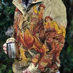 Men's Cowboy Fleece Pullover Sweatshirt Coat