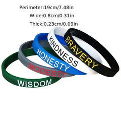 5 pcs Positive Words Silicone Wristbands Inspirational Messages Solid Colors