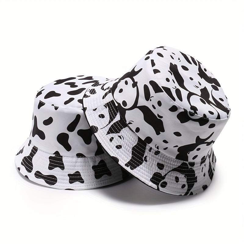 Cow Print Bucket Hat Double sided Basin Hat For Men And Women