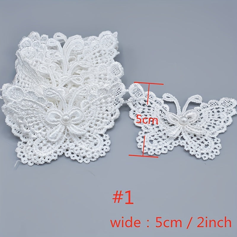 1 Yard Beaded Lace Ribbon Applique DIY Dress Wedding Decoration Sewing