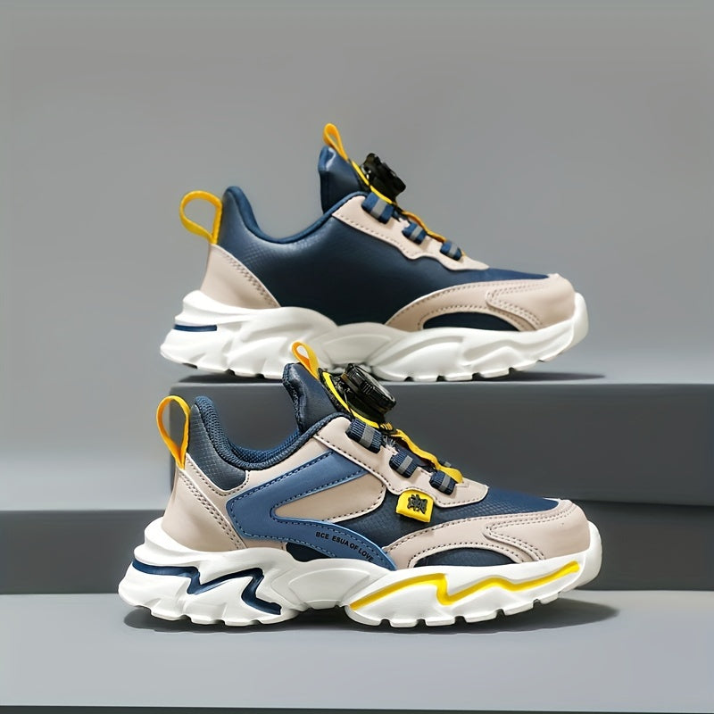 Boy's Chunky Shoes With Rotating Buckle Non Slip Sneakers