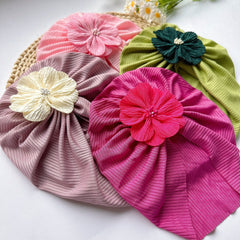 Soft Elastic Flower Baby Hat For Girl