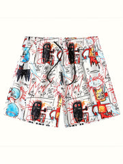 Retro Pattern Print Men's Breathable Shorts with Side Pockets