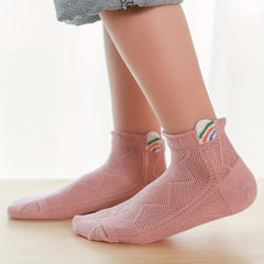 5 Pairs Girls Mesh Breathable Crew Socks Spring Summer