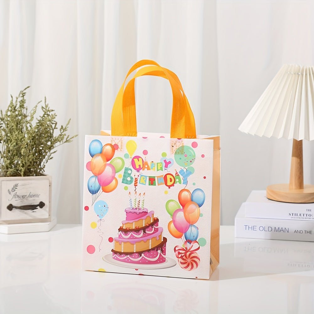 12 Pcs Happy Birthday Non-woven Bags - Kids Treat Bags - Waterproof Gift Bags