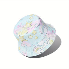 Children's Sunshade Bucket Hat With Unicorn Pattern