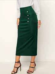 High Waist Maxi Skirt Slim Solid Office Skirt Women's Clothing