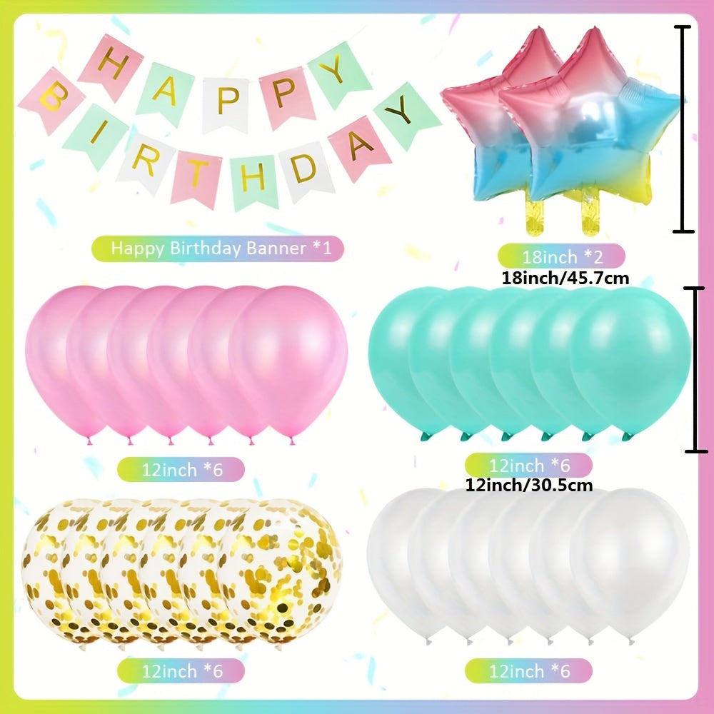 5th Birthday Balloon Set with Happy Birthday Banner and Foil Balloons