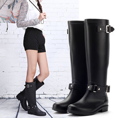 High Top Waterproof Rain Boots Women's Motorcycle Boots