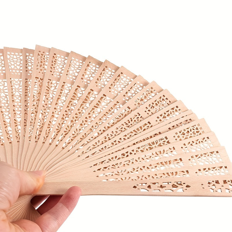 Sandalwood Handheld Fan Folding Wooden Fan Vintage Ancient Style Small Gift