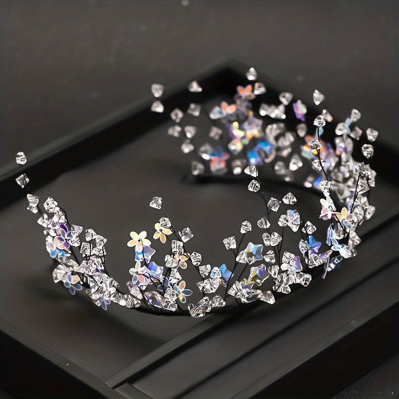 Bridal Crystal Crown Headband Earrings Set Wedding Jewelry Accessories