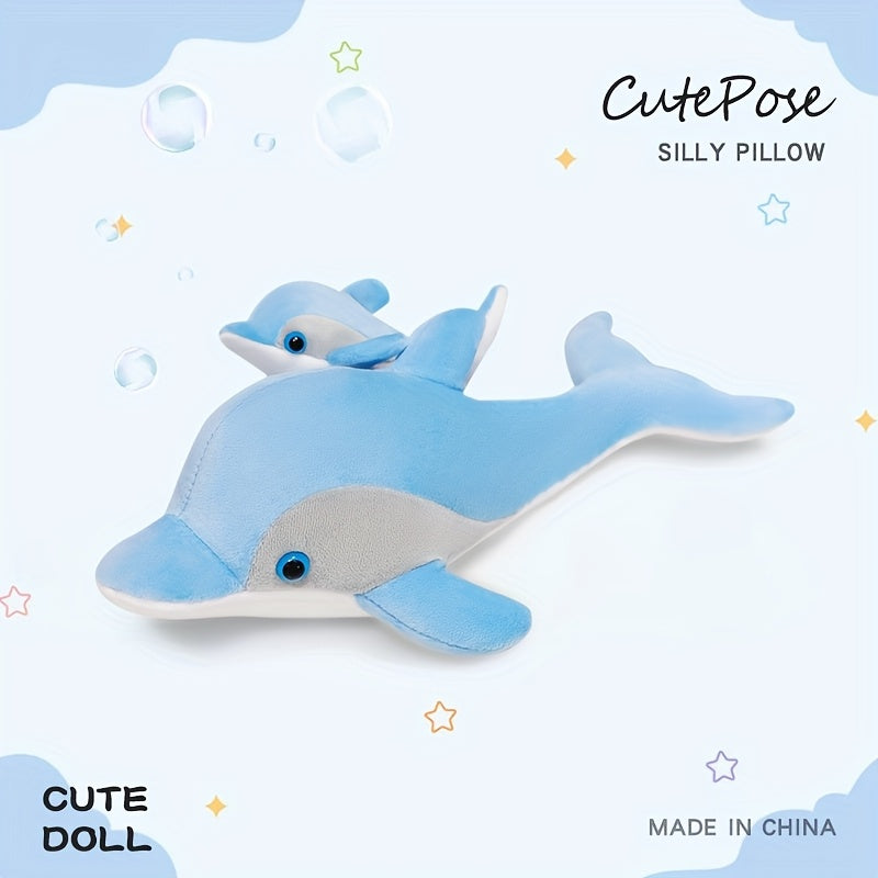 2 Pack Mother and Baby Dolphin Plush Toy Set - Parent Child Gift