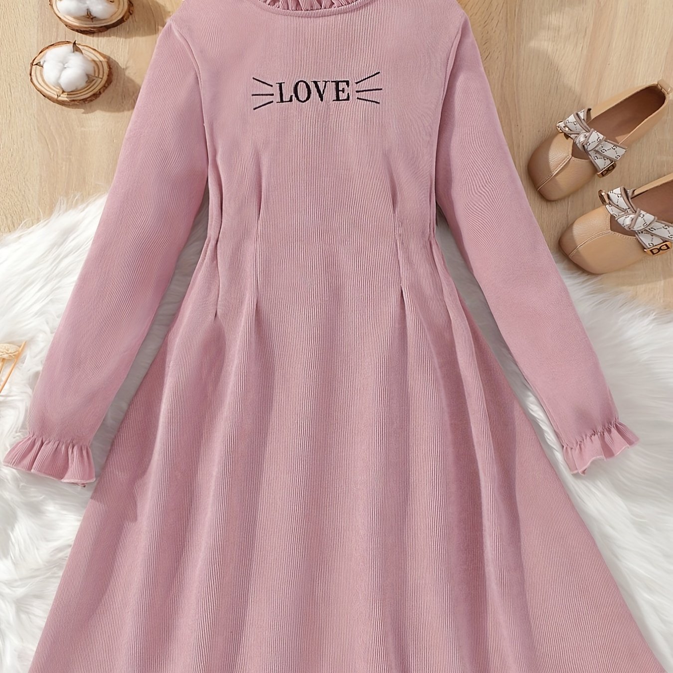 Embroidered Ruffle Collar Dress for Girls - Vacation Ready