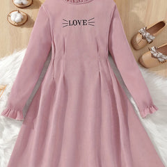 Embroidered Ruffle Collar Dress for Girls - Vacation Ready