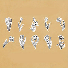 20PCS Plant Flower Mushroom Vintage Stickers Scrapbooking DIY Material Paper