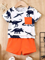 Baby Boy's Cartoon Graphic T-shirt & Shorts Set Kid's Outfit