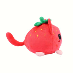 Strawberry Cat Plush Toy Soft Stuffed Animal Red Strawberry Cat Plushie Doll