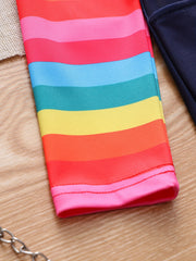 Girls Rainbow Long Sleeve Butterfly Dress Spring Fall Party