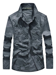 Men's Camo Pattern Button Up Long Sleeve Shirt
