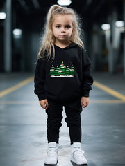 Girls 2pc Christmas Tree Hooded Sweatshirt & Sweatpants Set