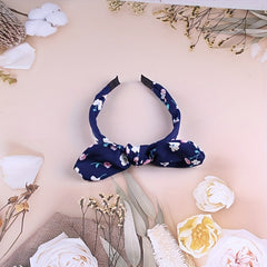 Navy Flower Printed Hair Pin Bow Hair Band Hair Accessories For Girls Women