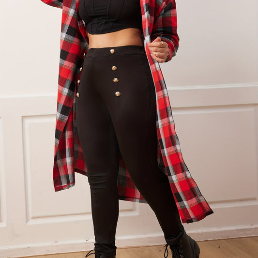 Plaid Print Hooded Blouse