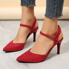 Red Stiletto Heels Point Toe Slingback Pumps Summer Heel with Adjustable Strap