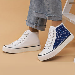 Christmas Snowflake Print High Top Canvas Sneakers