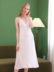 Women's Lace Trim Soft Lounge Dress